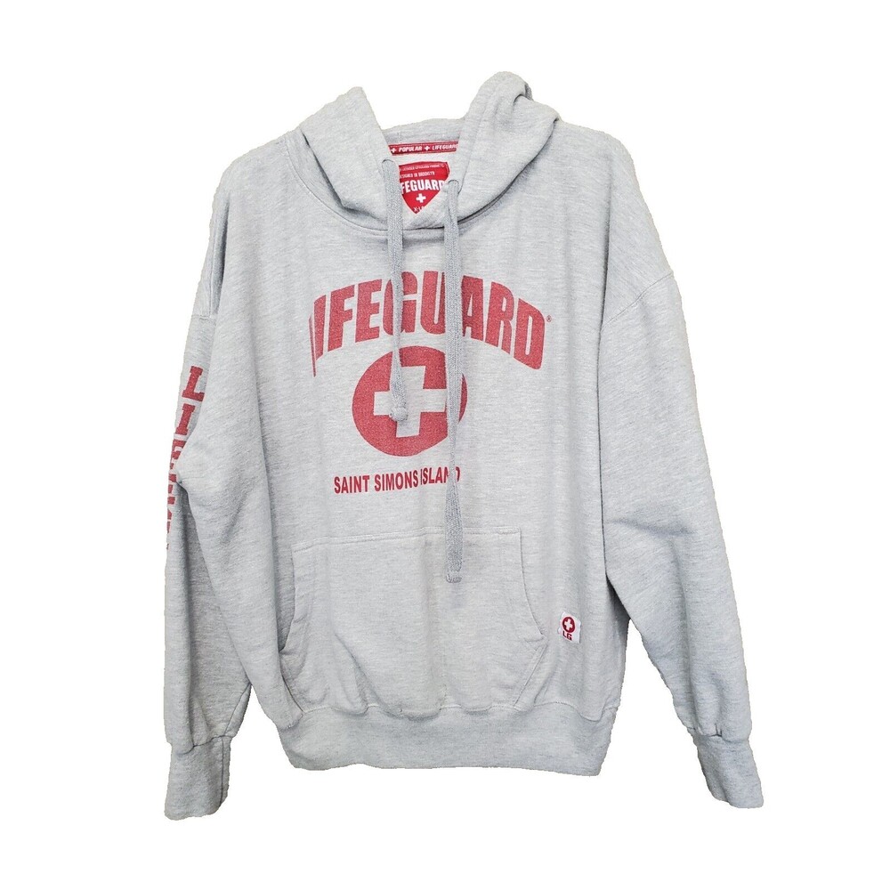Lifeguard  + Saint Simons Island Gray Long Sleeve Hoodie w/Kangaroo Pockets XL